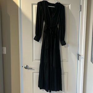 Black maxi long sleeve dress; chiffon/silky material; sleeves are super pretty
